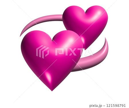 Two revolving hearts switching places 3D icon on transparent background with circular line Two revolving hearts switching places 3D icon on transparent background with circular line 121598791