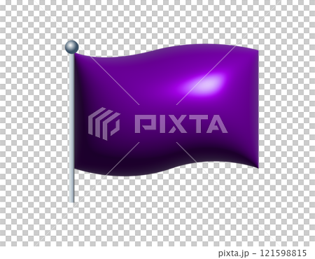 3D rectangular purple flag icon with silver pole. 3D rectangular purple flag icon with silver pole. 121598815
