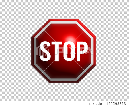 3D Red stop warning sign flat icon symbol vector format 121598838