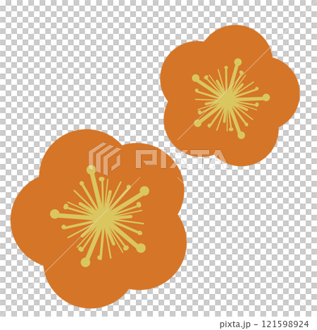 橙色簡單梅花插畫 121598924