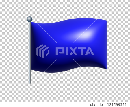 3D rectangular gradient blue flag icon with silver pole. 3D rectangular gradient blue flag icon with silver pole. 121599351