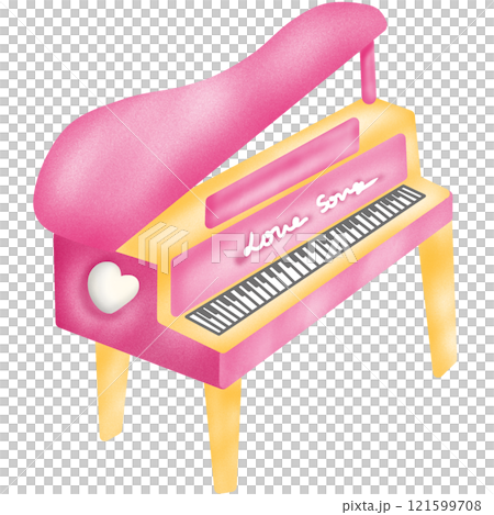 Vintage style Piano in pastel pink and yellow tones for valentine decoration Vintage style Piano in pastel pink and yellow tones for valentine decoration 121599708