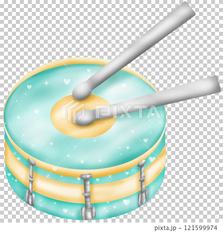 Vintage style drum in pastel green and yellow tones for valentine decoration Vintage style drum in pastel green and yellow tones for valentine decoration 121599974