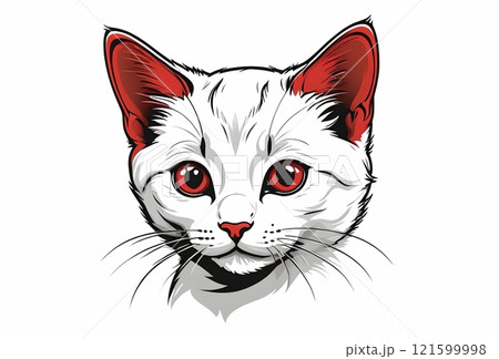 illustration of a drawn cute kitten, isolated on white background 121599998