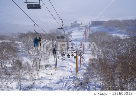 ニセコ東急 グラン・ヒラフ・ゲレンデの白樺コースからエース第3ペアリフトを望む ニセコ東急 グラン・ヒラフ・ゲレンデの白樺コースからエース第3ペアリフトを望む 121600018