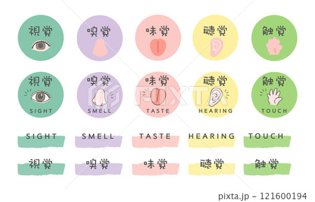 五感 イラスト アイコン 視覚 嗅覚 味覚 聴覚 触覚のイラスト素材 [121600194] - PIXTA