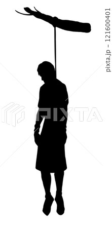 Vector drawing. Man hangs on a tree branch Vector drawing. Man hangs on a tree branch 121600401