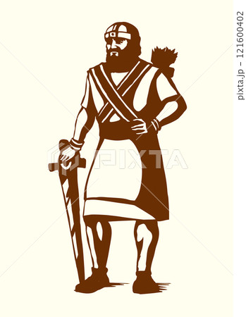 Vector drawing. Warrior with sword Vector drawing. Warrior with sword 121600402