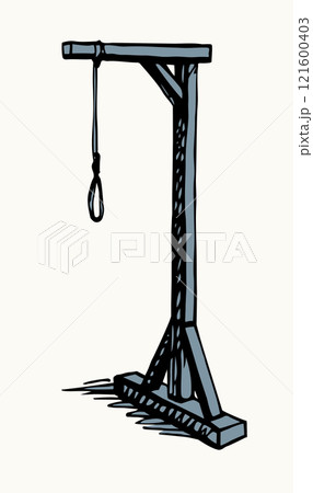 Vector drawing. Wooden gallows with loop Vector drawing. Wooden gallows with loop 121600403