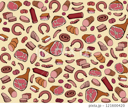 Meat production. Vector drawing food Meat production. Vector drawing food 121600420