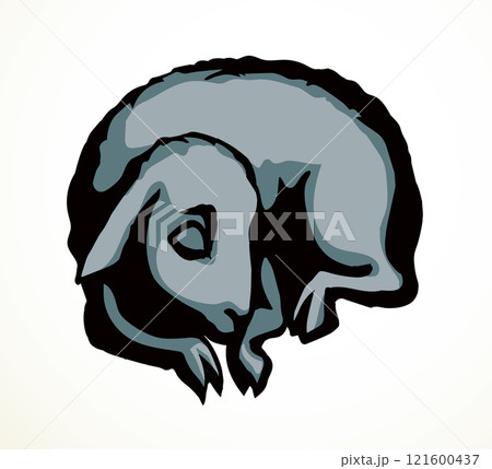Vector drawing. Small sheep lay to sleap Vector drawing. Small sheep lay to sleap 121600437