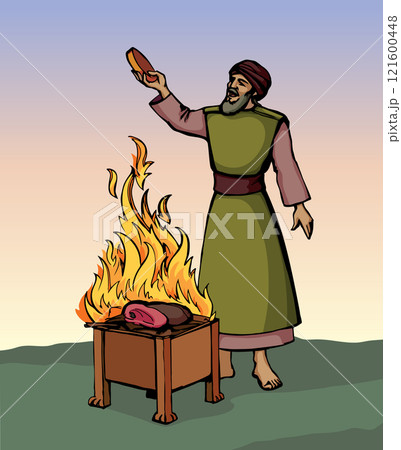 Vector drawing. Man cooking food Vector drawing. Man cooking food 121600448