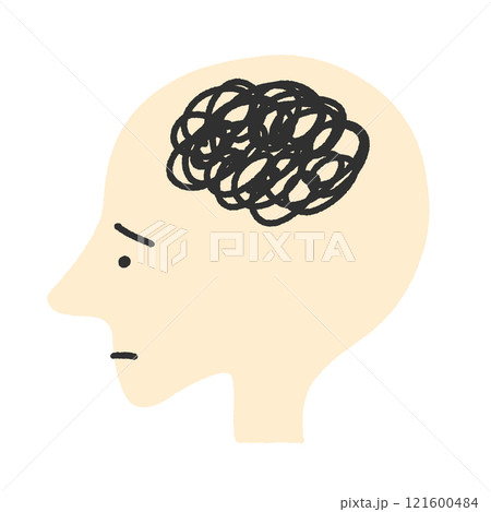 頭の中がモヤモヤする人の横顔　脳疲労・ぐちゃぐちゃ・不安 121600484