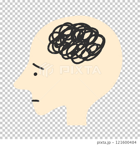 頭の中がモヤモヤする人の横顔　脳疲労・ぐちゃぐちゃ・不安 121600484