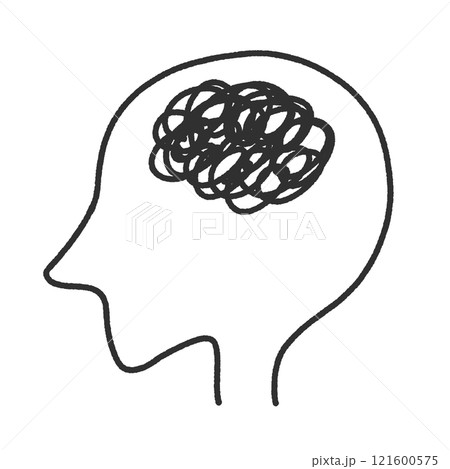 頭の中がモヤモヤする人の横顔　脳疲労・ぐちゃぐちゃ・不安 121600575