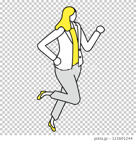 アイソメトリック_スーツ姿で走っている女性のイラスト アイソメトリック_スーツ姿で走っている女性のイラスト 121601244
