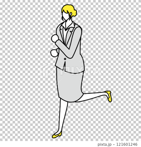 Isometric illustration of a woman running in a suit 121601246