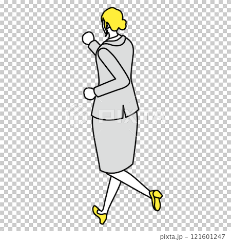 Isometric_Illustration of a woman in a suit running from behind Isometric_Illustration of a woman in a suit running from behind 121601247