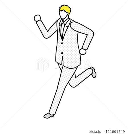 アイソメトリック_スーツ姿で走っている男性のイラスト 121601249
