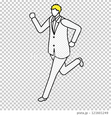 アイソメトリック_スーツ姿で走っている男性のイラスト 121601249