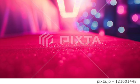 Pink spotlight on red carpet, fame performance wealth luxury 121601448