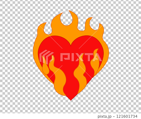Classic love red glossy heart on fire icon, used for desire, lust, sense of burning a past love and moving on Classic love red glossy heart on fire icon, used for desire, lust, sense of burning a past love and moving on 121601734