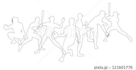 Baseball Silhouette Players Player Silhouettes 121601776