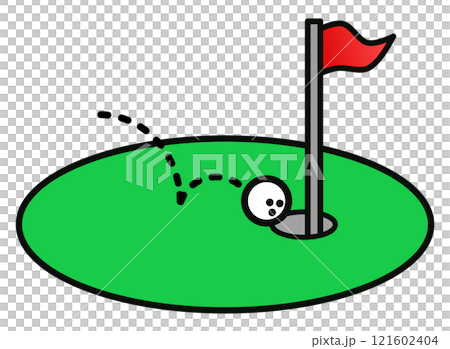 Illustration of a miraculous hole-in-one in golf 121602404