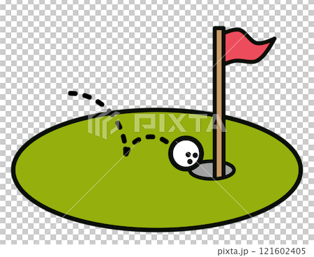 Illustration of a miraculous hole-in-one in golf 121602405