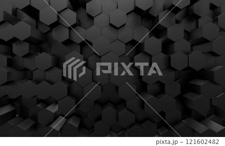 Abstract 3D Dark hexagon wallpaper or background Abstract 3D Dark hexagon wallpaper or background 121602482
