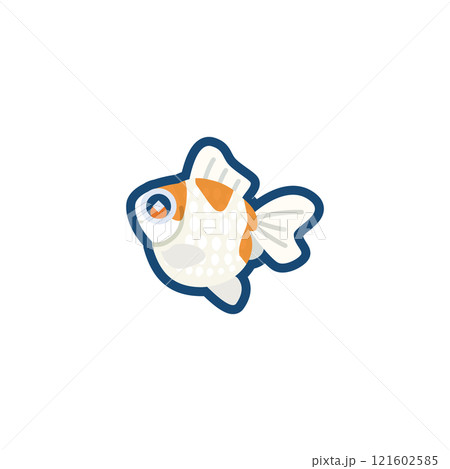 かわいい金魚(ピンポンパール)のイラスト かわいい金魚(ピンポンパール)のイラスト 121602585