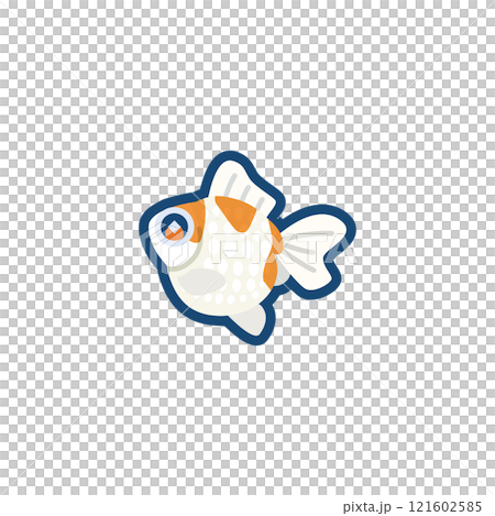 かわいい金魚(ピンポンパール)のイラスト かわいい金魚(ピンポンパール)のイラスト 121602585