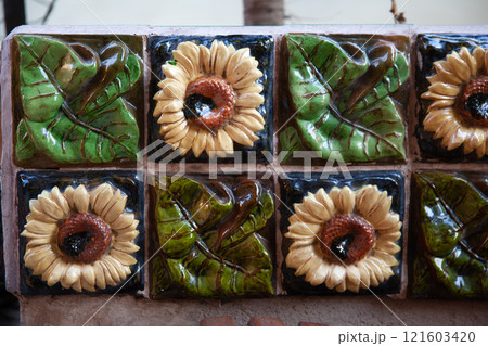 Beautiful tile detail at Casa Vicens in Barcelona, Spain Beautiful tile detail at Casa Vicens in Barcelona, Spain 121603420