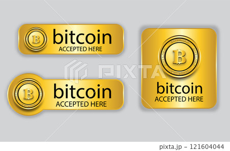 luxury gold set of bitcoin crypro currency accept here poster design 121604044