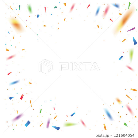 square party template background with colorful festival rainbow paper confetti 121604054