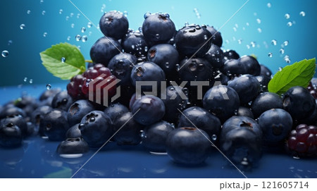 Lots of fresh chokeberries. ai generated image 121605714