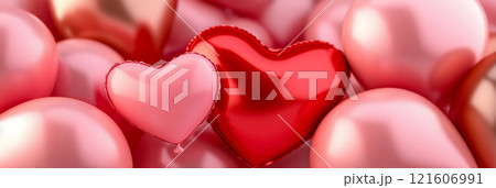 Heart shaped ballons. Valentine's day background. Love banner 121606991