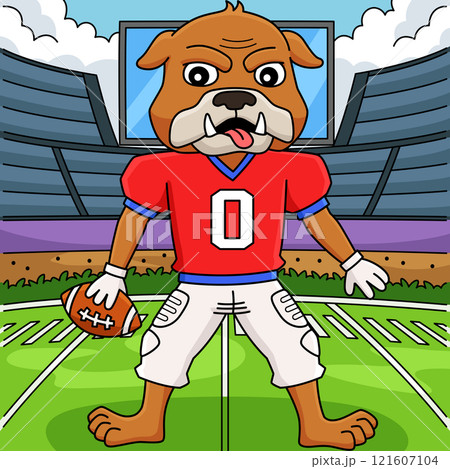 American Football Mascot Colored Cartoon  121607104