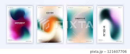 cover backgrounds set with modern abstract blurred color gradient. Smooth templates collection for brochures, posters, banners, flyers and cards 121607706