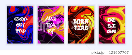 Set of abstract full color marble background. Prints with Graphic Stylish Liquid. wave, fluid, Trendy backgrounds for cover designs, invitations, case, wrapping paper 121607707