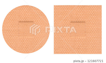Adhesive bandages, round and square plasters. 3D rendering Adhesive bandages, round and square plasters. 3D rendering 121607721