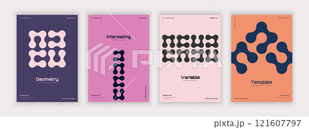 a set of geometric style business covers with various creative abstract shapes 121607797
