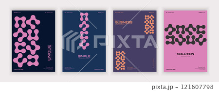 a set of geometric style business covers with various creative abstract shapes 121607798