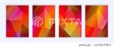 Cover Background of shining triangles of red diamonds, ruby diamonds. Creative Geometric illustration in origami style with gradient 121607801