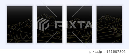 Cover Nature Landscape Simple design, line art style, background of mountains illustration 121607803