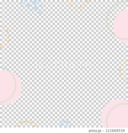 方形簡單框架,帶有柔和色彩的可愛圓點 方形簡單框架,帶有柔和色彩的可愛圓點 121608539