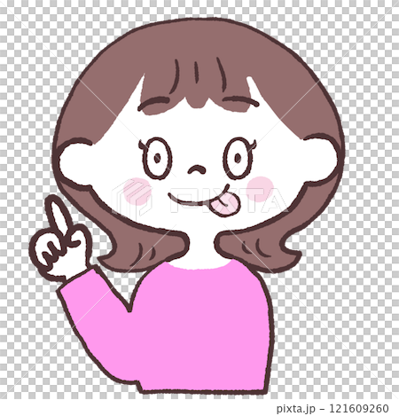 Front view illustration of a woman pointing at something she wants to eat Front view illustration of a woman pointing at something she wants to eat 121609260