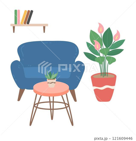 interior with sofa 121609446