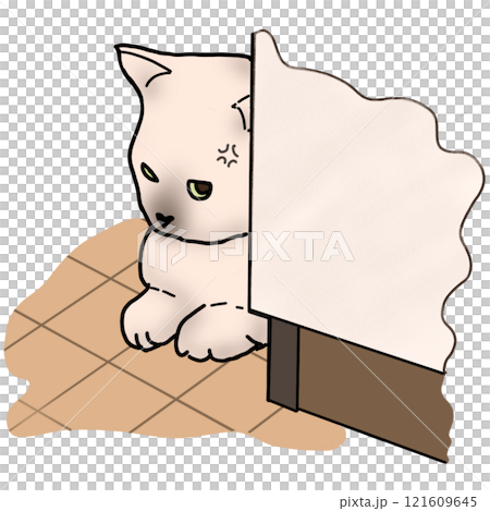 Angry Cat Hiding Beside the Wall Angry Cat Hiding Beside the Wall 121609645