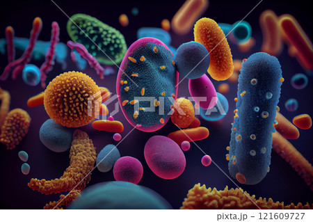 Moraxella catarrhalis bacteria, 3D illustration. Gram-negative aerobic bacterium, diplococcus, causes infections of respiratory system, central nervous system, middle ear, eye and joints 121609727